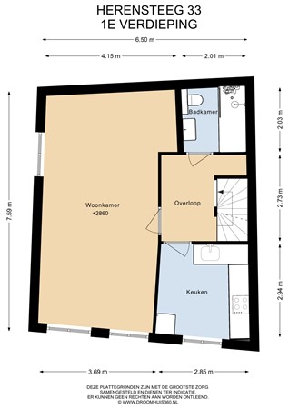 Floorplan - Herensteeg 33, 2311 SH Leiden